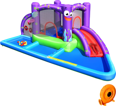 Costway Inflatable Water Slide Park Splash Pool 750W Blower 65173802 New