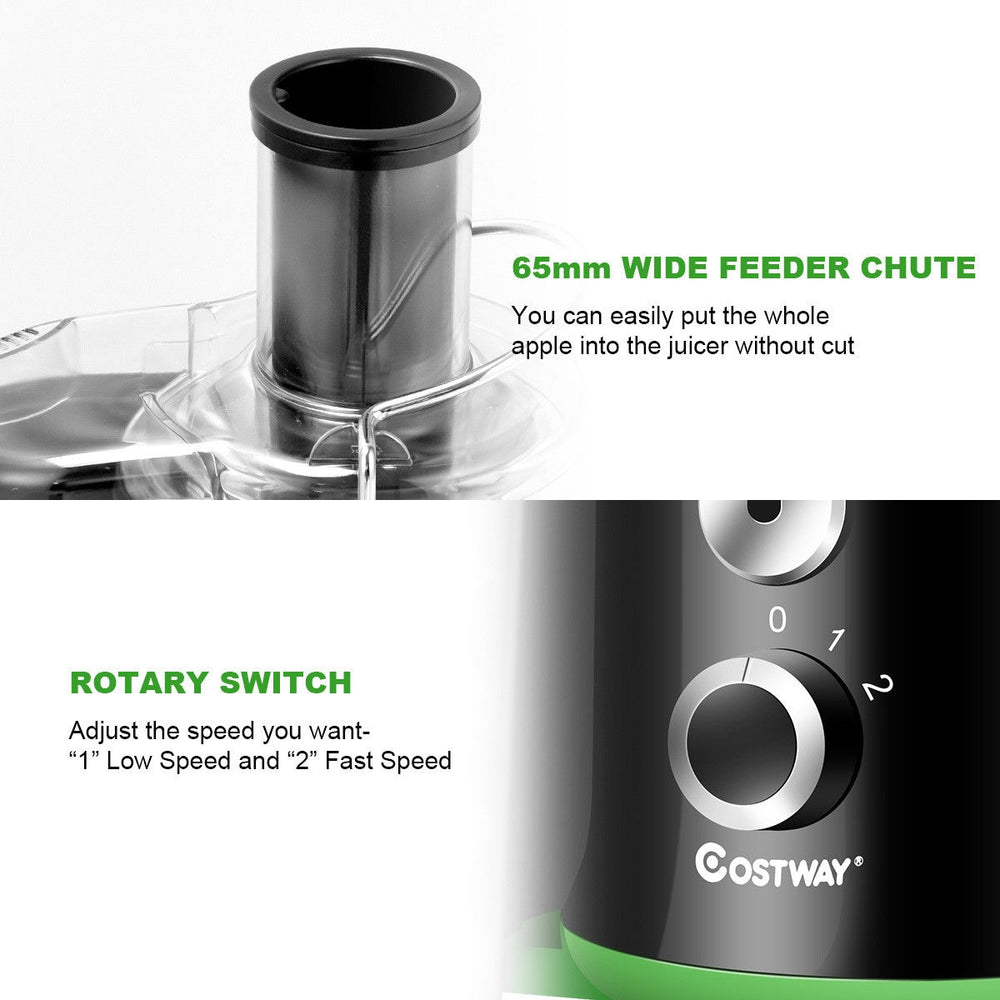 Wide mouth 65mm feeder chute of the 2 Speed Wide Mouth Fruit and Vegetable Juicer for easy juicing of whole fruits.
