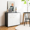 Buffet sideboard storage cabinet showcasing sleek steel handles and non-slip foot pads, ideal for dining and living.