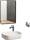 Rectangular wall mount bathroom mirror with rust-resistant steel frame and premium glass, ideal for vanity use or.