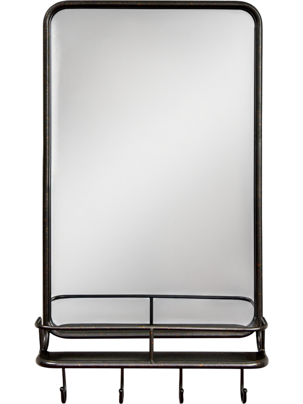 Wall Bathroom Mirror with Shelf Hooks Sturdy Metal Frame for Bedroom Living Room