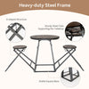 3-piece gray dining table set with heavy-duty steel frame and foldable stools, ideal for small spaces and stability.