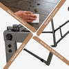 Close-up of the adjustable table feet and anti-slip foot pads of the 3-piece dining table set for small spaces.