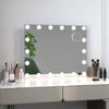 Vanity mirror with 18 dimmable LED bulbs, featuring 3 color lighting modes and a detachable base for versatile use.