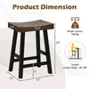 24-inch solid wood saddle-seat stool with curved surface, footrests, and a weight capacity of 330 lbs for versatile use.