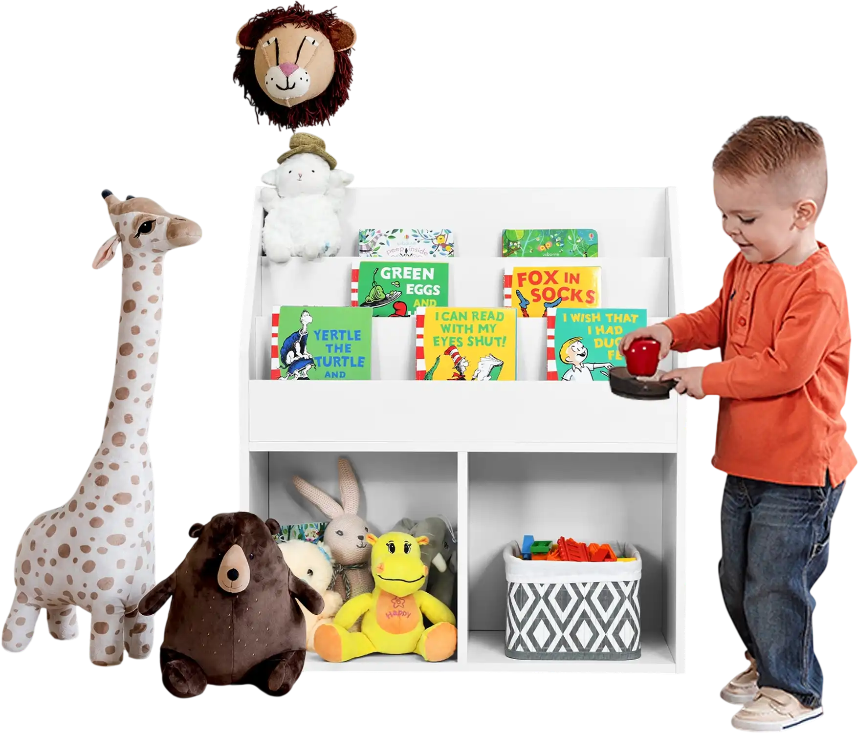 Costway Kids Wooden Bookshelf Toy Storage Cabinet Organizer White 53014697 New
