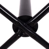 Close-up of the sturdy black metal base of a coat rack with a premium powder-coated finish and cross support design.