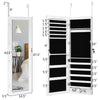 Wall mounted lockable jewelry cabinet with full-length mirror, LED lights, and spacious storage for accessories.
