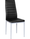 Black PVC leather dining side chair with painted steel legs, featuring a modern and elegant design for stylish dining.