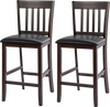 25 Inches Set of 2 Bar Stools with Rubber Wood Legs