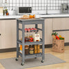 Kitchen Island Cart with Stainless Steel Tabletop and Basket-Gray - Gallery View 1 of 10