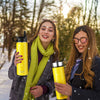 22 Oz Double-walled Insulated Stainless Steel Water Bottle with 2 Lids and Straw-Yellow - Gallery View 1 of 10