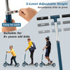 Folding aluminum alloy scooter in blue with 3 adjustable heights, suitable for kids 8+ years, featuring large PU tires.