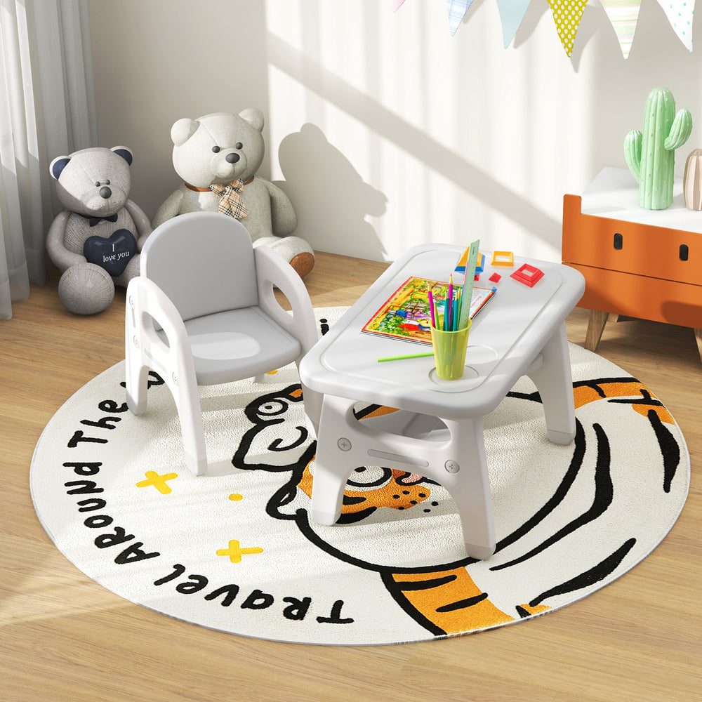 Kids Activity Table and Chair Set with Montessori Toys for Preschool and Kindergarten-Gray - Gallery View 1 of 11