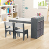 Kids Art Table and Chairs Set with 2 Chairs and Paper Roll-Gray - Gallery View 1 of 10