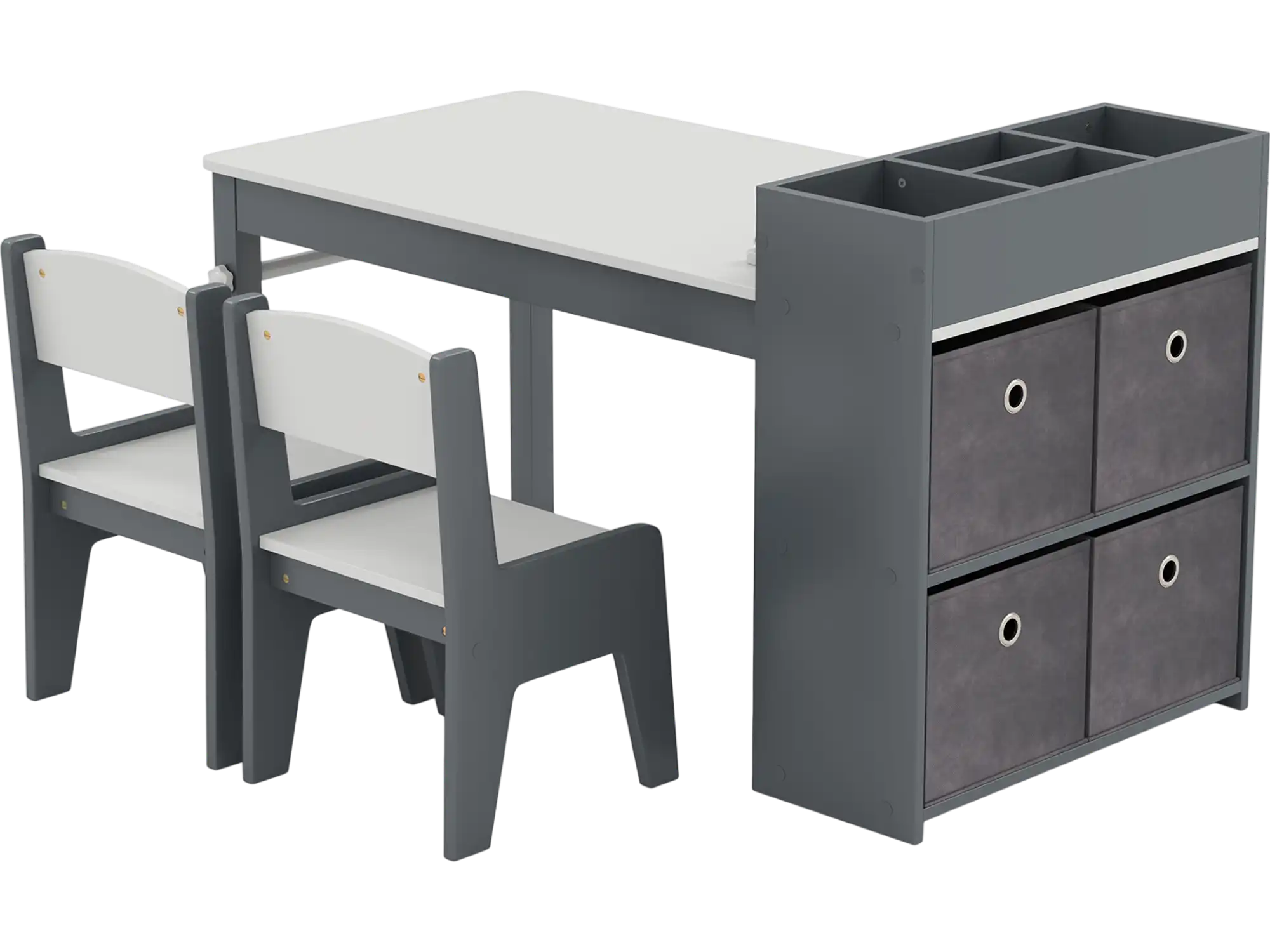 Costway Kids Art Table & Chairs Set w/ Paper Roll 839576241 New