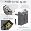 Kids art table set featuring a 2-tier storage cabinet with 4 removable bins for organizing art supplies and toys.