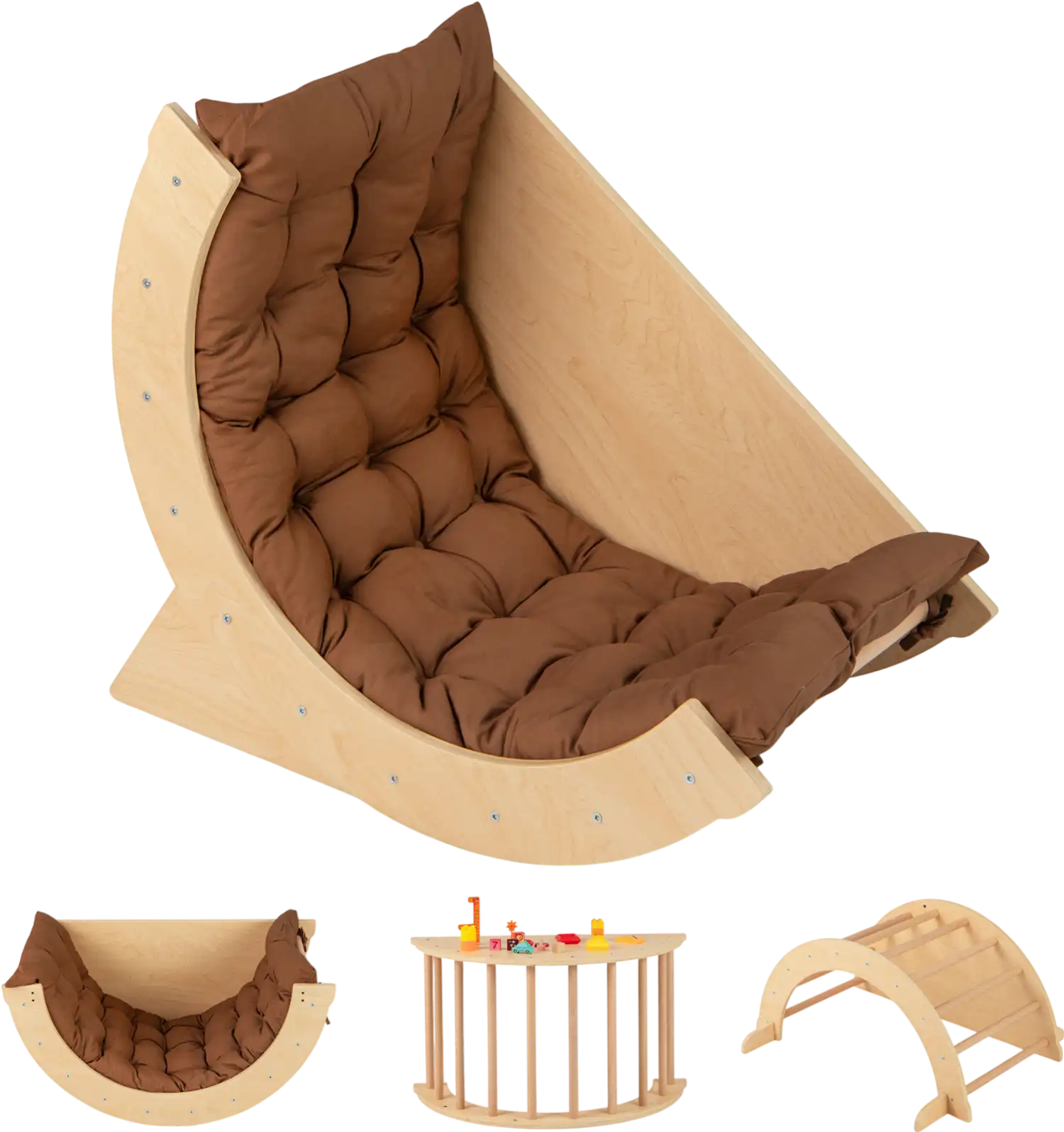 Costway Kids Montessori Arch Climber Rocker w/ Cushion 521476893 New