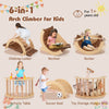Kids climbing arch with cushion, solid wood construction, versatile for play, recline, and storage, ideal for toddlers.