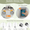 Kids kitchen playset with stove, sink, and refrigerator, featuring realistic cooking accessories for imaginative play.