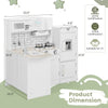 Kids kitchen playset in white featuring a stove, sink, and refrigerator for realistic cooking fun and easy storage.