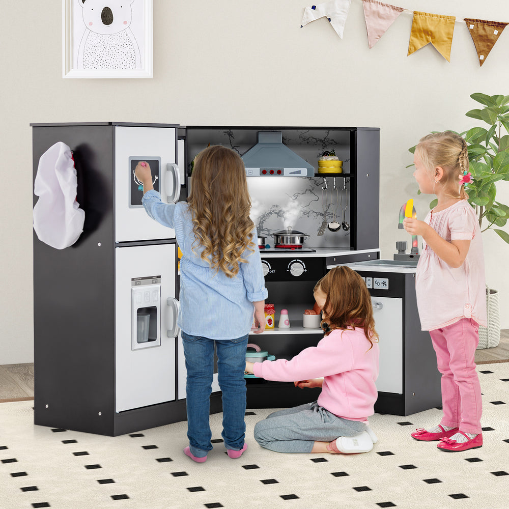 Kids Corner Pretend Kitchen Playset with Separated Washing Basin-Coffee - Gallery View 1 of 11