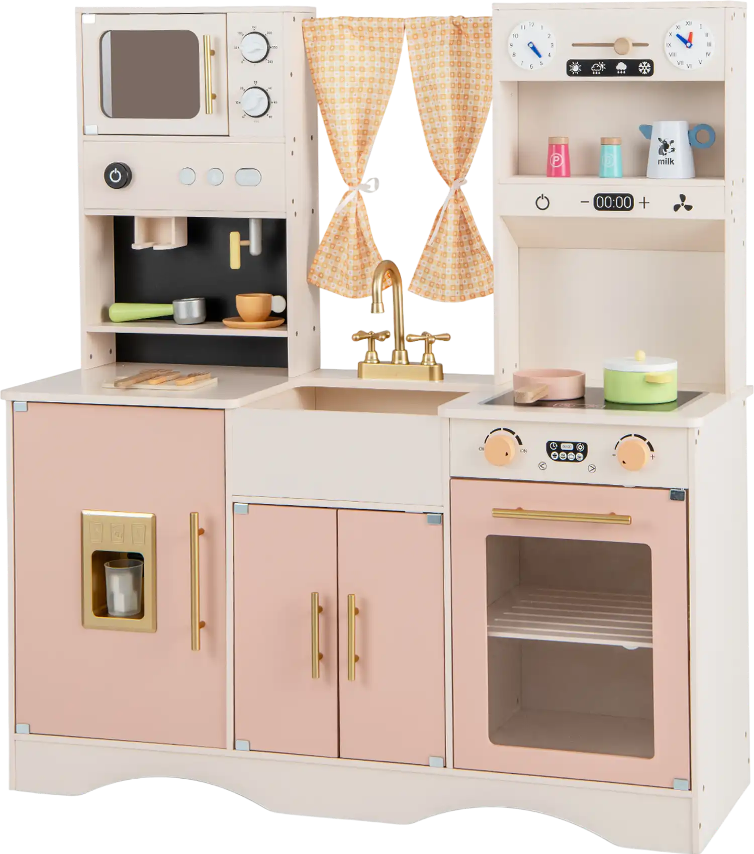 Costway Kids Wooden Play Kitchen Microwave Coffee Maker 23154679 New