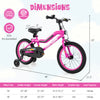 16-inch LED lighted kids bike in pink with training wheels, adjustable seat, and safety features for ages 4-7 years.
