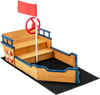 Kids Pirate Boat Wooden Sandbox Children Outdoor Playset
