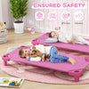 Kids stackable daycare cot in pink with detachable Oxford cloth, designed for comfort and easy cleaning, perfect for.