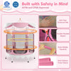64 Inch Kids Trampoline with Detachable Canopy and Safety Enclosure Net-Pink - Gallery View 1 of 8