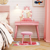 Kids Vanity Set with Lighted Mirror with Adjustable Brightness and Large Drawer-Pink - Gallery View 1 of 10