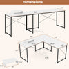 L-shaped computer desk with power outlets, featuring a monitor shelf and robust metal frame for versatile workspace.