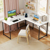 L-Shaped Computer Desk with Power Outlets and Monitor Shelf-White - Gallery View 1 of 10