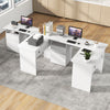 L-shaped white computer desk with spacious surface, letter file drawer, and efficient cable management for organized.