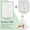 Lace teepee tent with colorful LED star lights, perfect for kids' play and relaxation, accommodates 3-5 children.