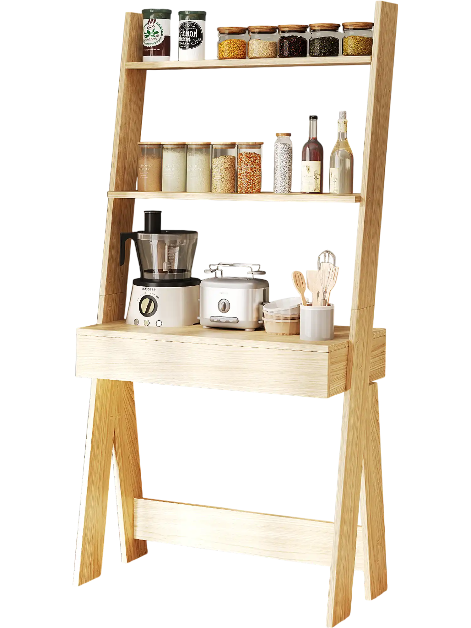 Costway Ladder Shelf Desk Bookcase Countertop Drawer 2 Shelves 94608237 New