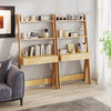 Ladder shelf desk bookcase in natural finish with 2 shelves, large drawer, and sturdy P2 MDF for versatile storage.