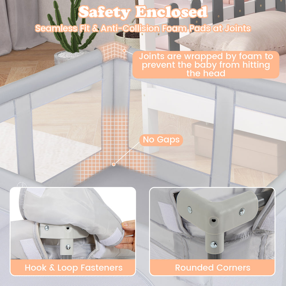 Large Baby Playpen BPA-Free Foldable Toddlers Safety Fence Play Yard with Zipper Gate-M - Gallery View 1 of 3