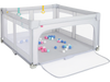 Large baby playpen with zipper gate, BPA-free, foldable design, includes 50 ocean balls for sensory development.