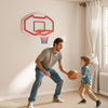 Large wall-mounted basketball hoop with shatter-proof backboard, perfect for kids and adults to improve skills indoors.
