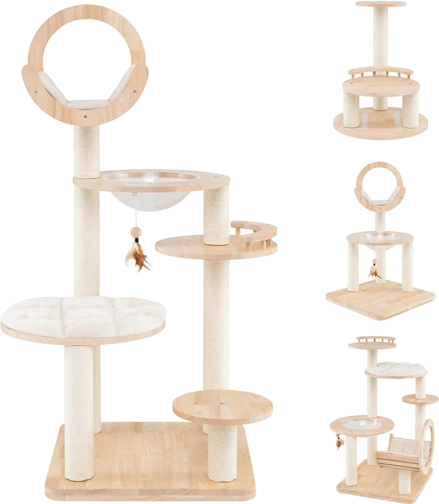 Costway 4-in-1 Large Wooden Cat Tower Space Capsule Nest 27968315 New
