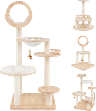 Costway 4-in-1 Large Wooden Cat Tower Space Capsule Nest 27968315 New