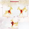 Dimensions of the 3-piece lighted Christmas reindeer family with LED lights, featuring a buck, doe, and fawn.