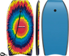 Lightweight 33-inch body board with multicolor design, EPS core, XPE deck, and HDPE bottom for beach fun.