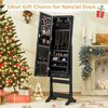 Lockable Freestanding Jewelry Cabinet Armoire with Full-Length Mirror and Lights-Black - Gallery View 1 of 10