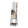 Freestanding jewelry organizer with full-length mirror, lockable design, and sturdy metal legs for home decor.