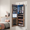42.5 Inches Lockable Jewelry Mirror Wall Cabinet with 3-Color LED Lights-Rustic Brown - Gallery View 1 of 10