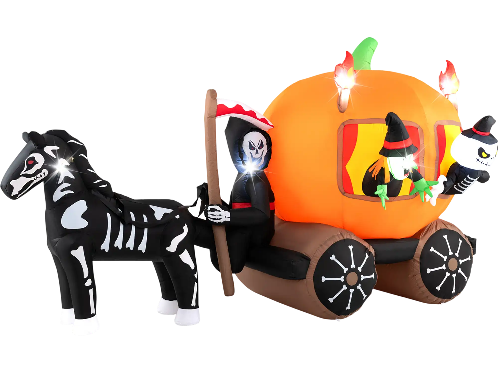Costway 10.2' Halloween Inflatable Carriage with Pumpkin & 2 Ghosts 17569423 New