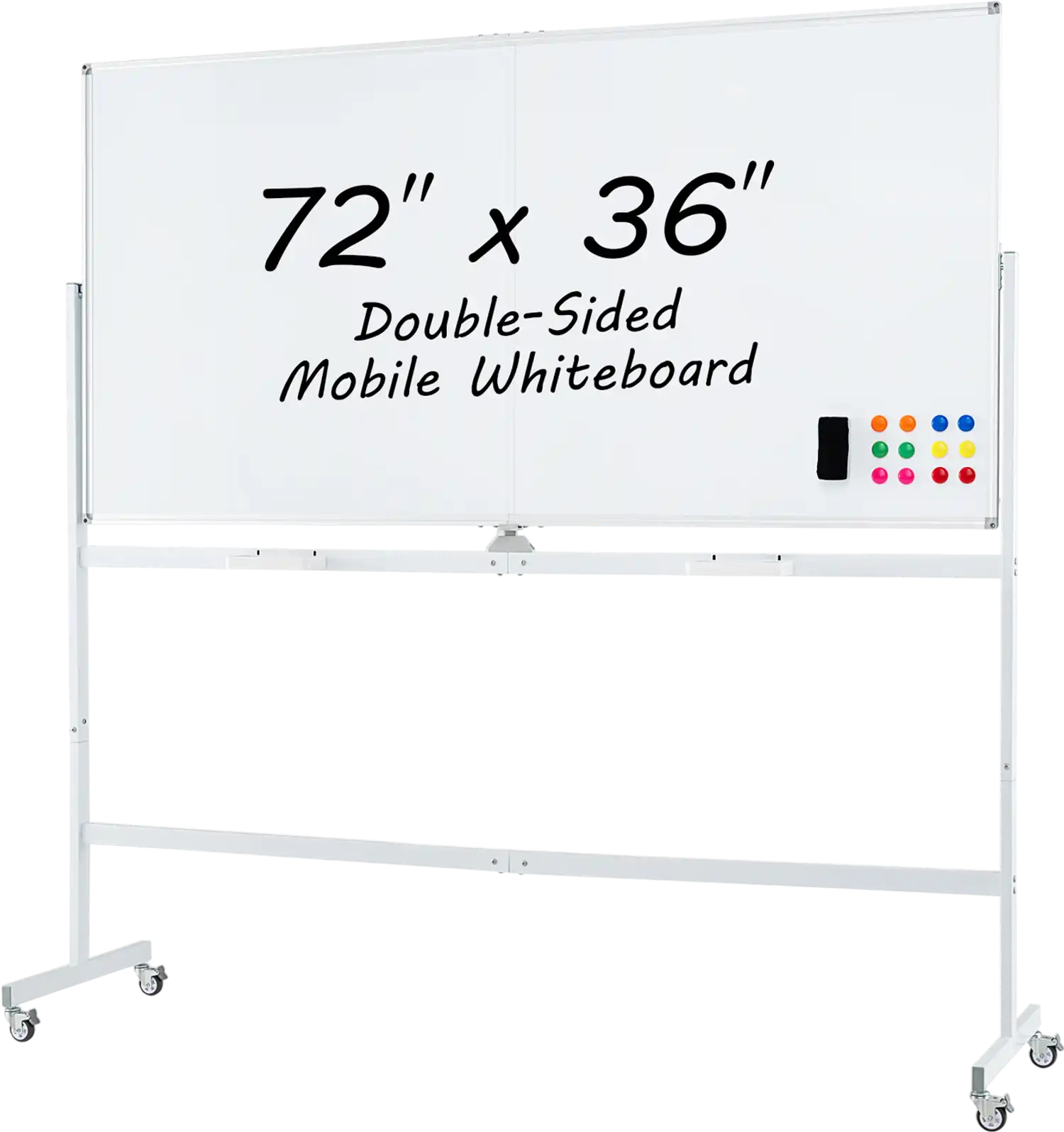 Costway Rolling Double-Sided Magnetic Whiteboard w/ Stand Aluminum Frame 974312568 New